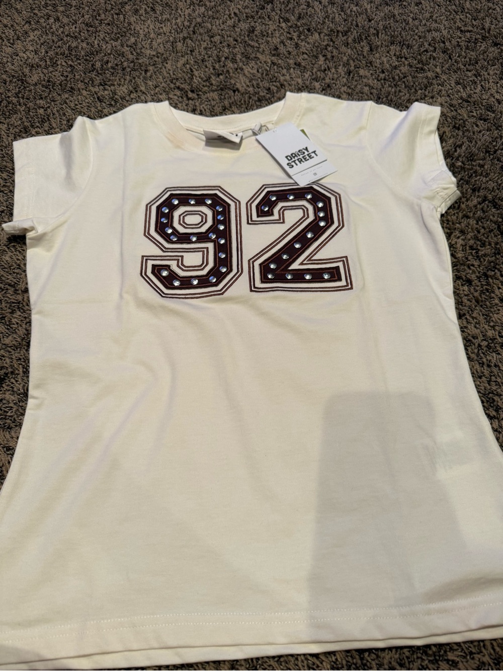 Daisy Cream Short-Sleeve Tee with Brown '92 Appliqué